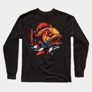 Halloween Design Creepy Zombie Fish Long Sleeve T-Shirt